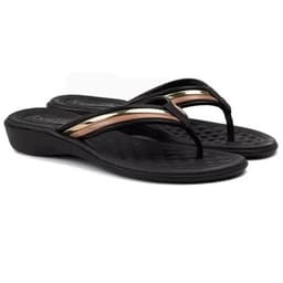 Tamanco Feminino Beira Rio Flat - 8224804 - Preto/Bege/Dourado