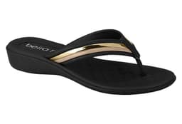 Tamanco Feminino Beira Rio Flat - 8224804 - Preto/Bege/Dourado