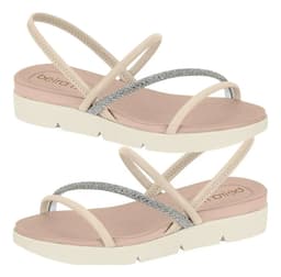 Sandália Feminina Salto Baixo Beira Rio - 8387530 - Creme/Cristal/Prata