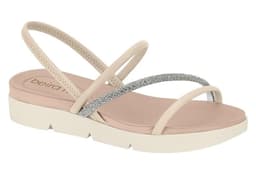 Sandália Feminina Salto Baixo Beira Rio - 8387530 - Creme/Cristal/Prata