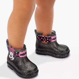 Bota Grendene Disney Baby - 22729 - Preto Glitter/Rosa