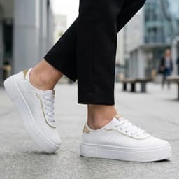 Tênis Feminino Moleca - 5658539 - Branco/Dourado