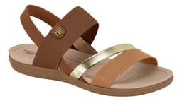 Sandália Feminina Rasteira Modare Ultraconforto Leve - 7125233 - Avelã/Camel/Dourado