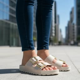 Tamanco Moleca Feminino - 5436401 - Off-white/Dourado
