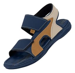 Sandália Papete Infantil Masculina Molekinho - 2402745 - Azul-marinho/Areia/Caramelo