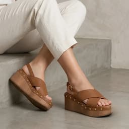 Sandália Moleca - 5566202 - Avelã/Multicolor Camel