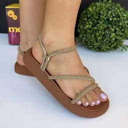 Sandália Moleca - 5469364 - Marrom/Dourado Shadow/Camel